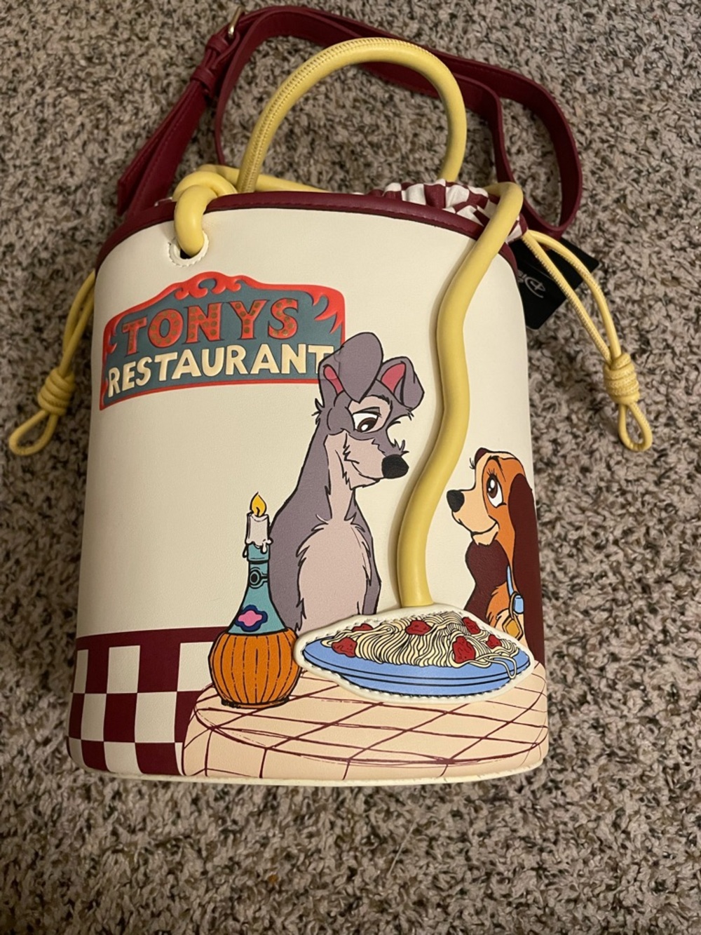 Disney Lady and the Tramp Pasta Dinner Bucket Crossbody Bag